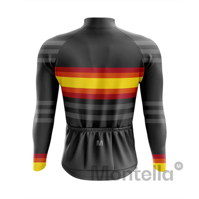 Jersey de ciclismo de manga larga de color naranja gris para hombres