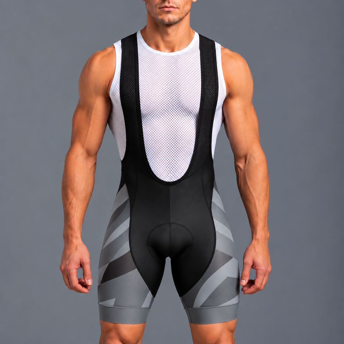 Men's Grey Pattern Dots Cycling Bib Shorts