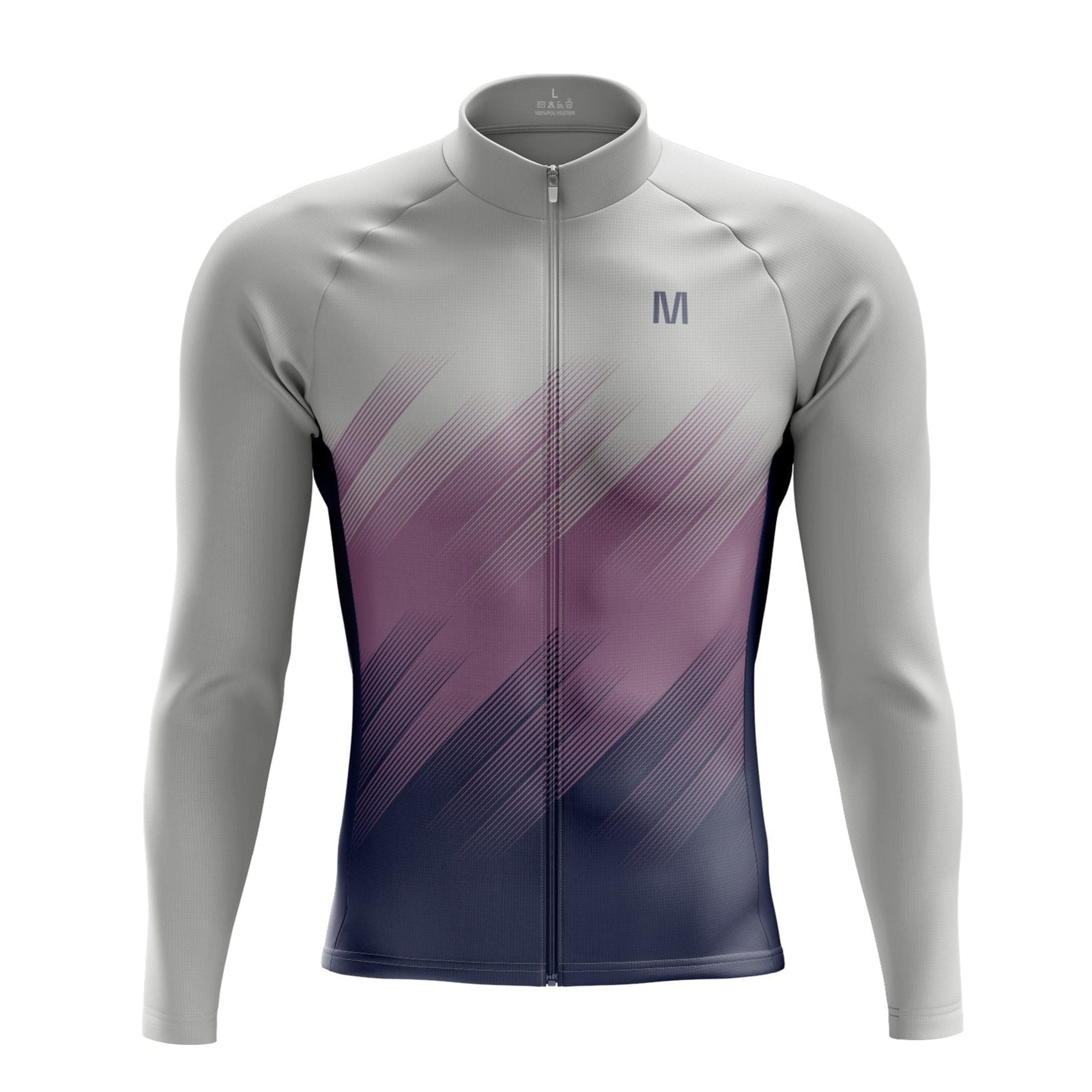 Men's Grey Purple Long Sleeve Cycling Jersey