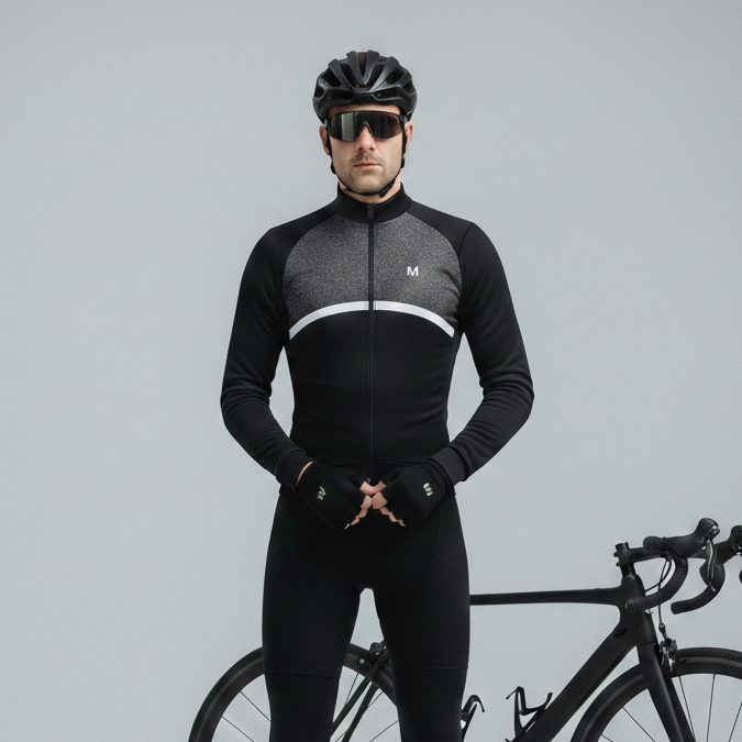 Men's Grey Thermal Fleece Cycling Jacket