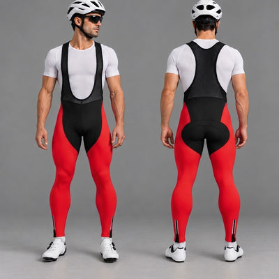 Men’s Padded Cycling Bib Pants Tights - Red