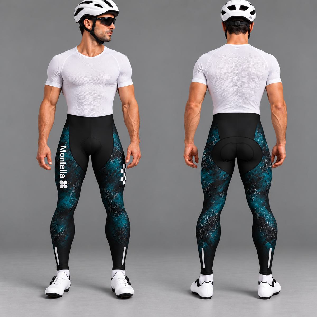 Men’s Padded Cycling Bib Pants Tights - Teal 26/20 Edition