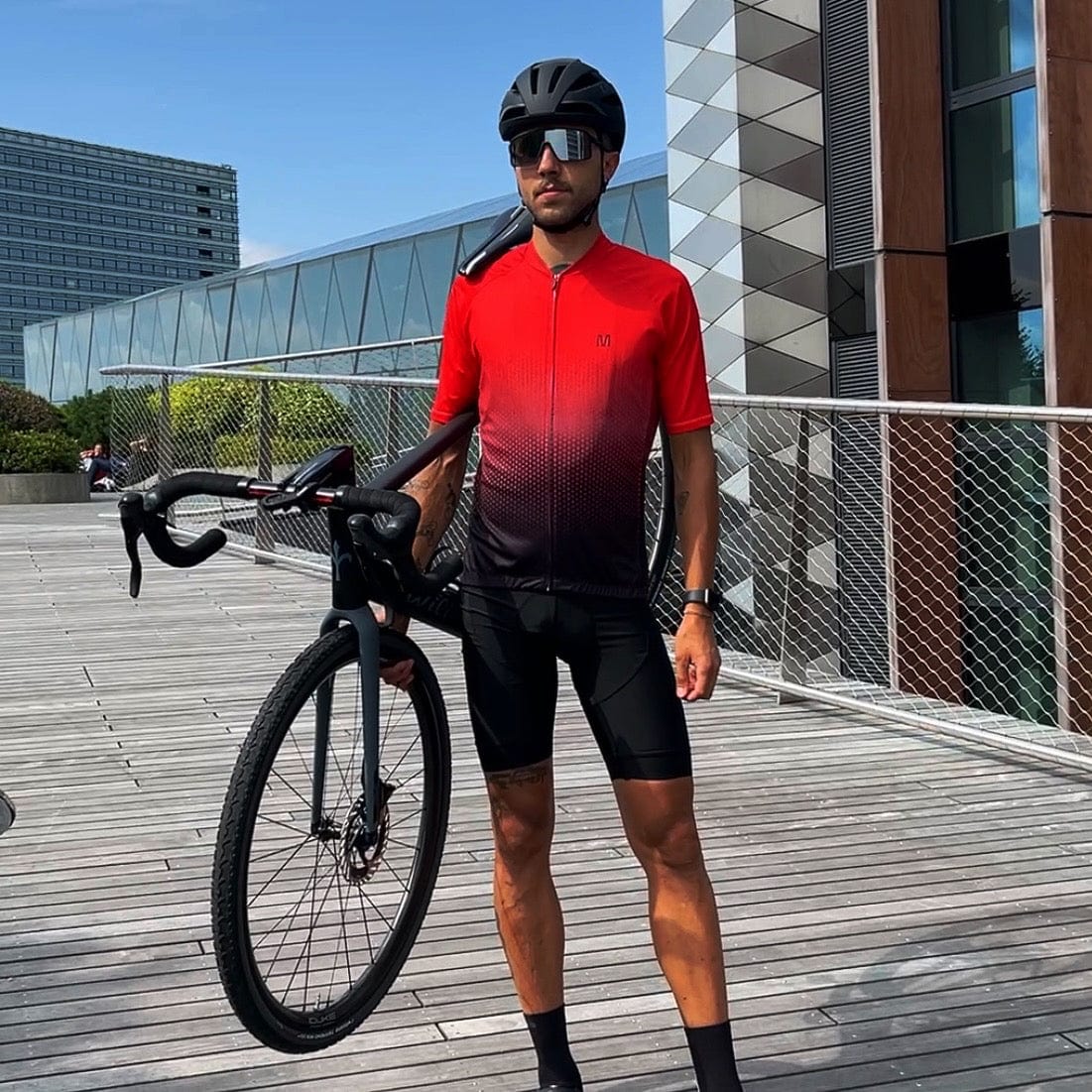 Men's Red Gradient Cycling Jersey or Bib Shorts