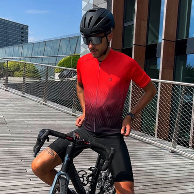 Men's Red Gradient Cycling Jersey