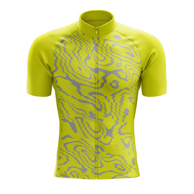 Men's Yellow Pattern Cycling Jersey