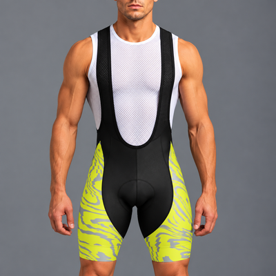Men's Yellow Pattern Dots Cycling Bib Shorts