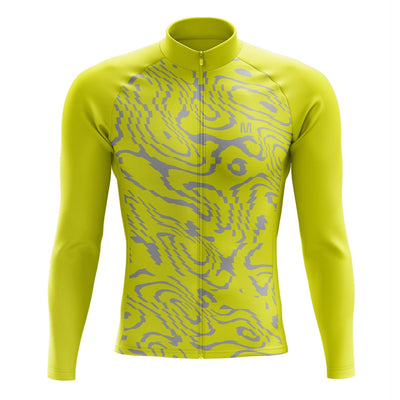 Men's Yellow Pattern Long Sleeve Cycling Jersey