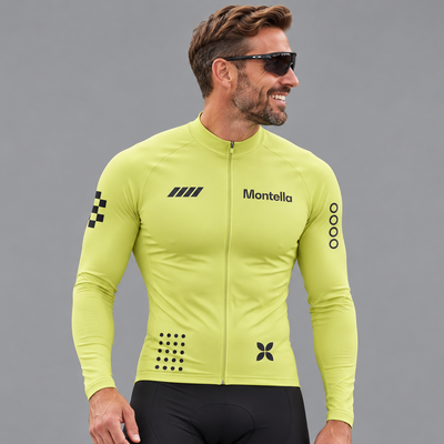 Men's Lime Yellow Long Sleeve Cycling Jersey