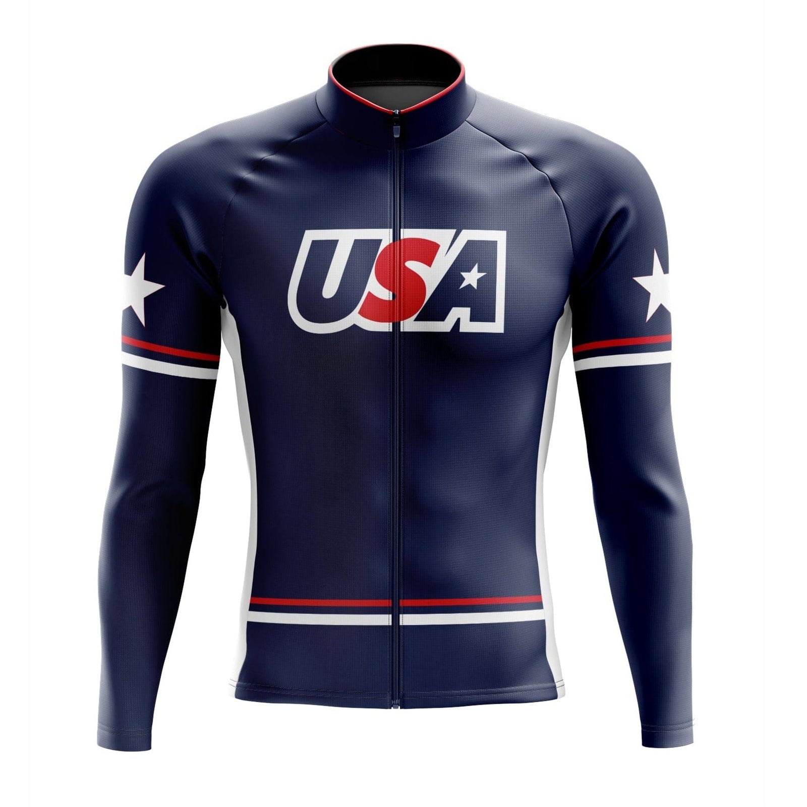Men's USA Blue Thermal Fleece Cycling Jacket