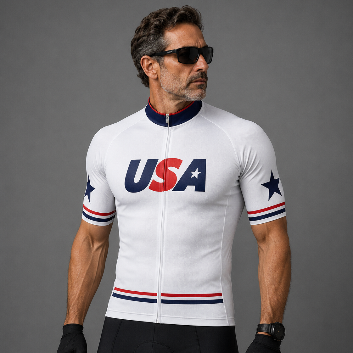 USA White Cycling Jersey