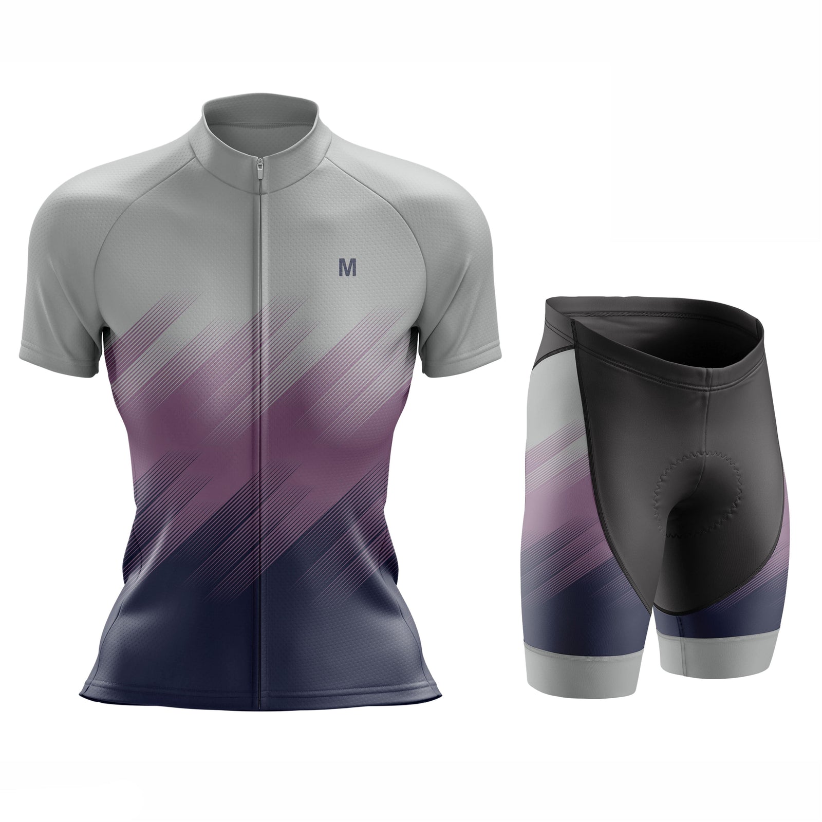 Women's Grey Gradient Cycling Jersey or Shorts