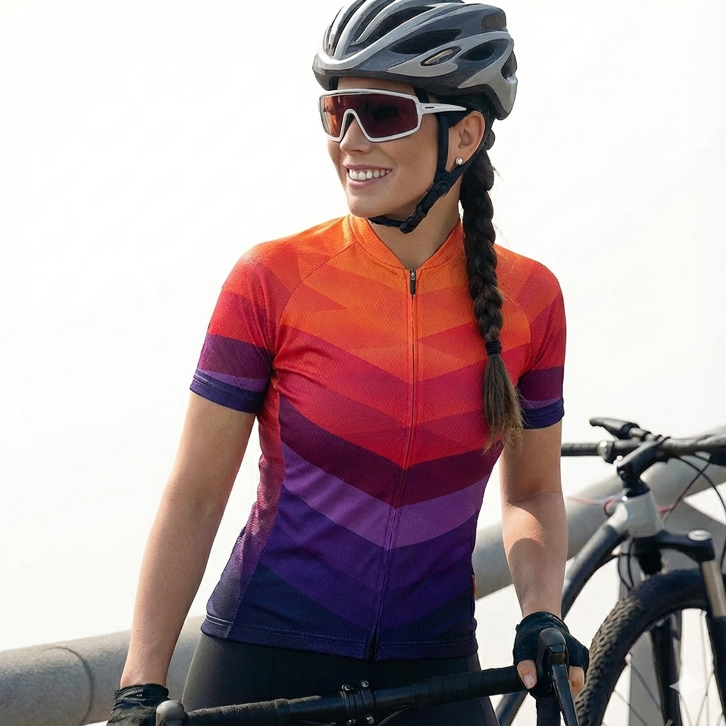 Women's Orange Patterns Cycling Jersey