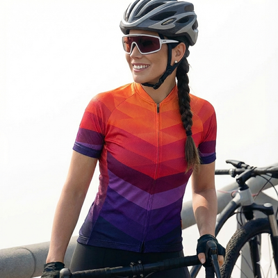 Women's Orange Patterns Cycling Jersey