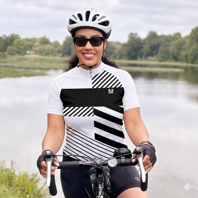 Women's White Black Cycling Jersey