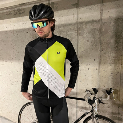 Men's Green Flex Thermal Fleece Cycling Jacket