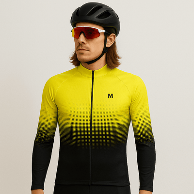 Men's Yellow Gradient Thermal Fleece Cycling Jacket
