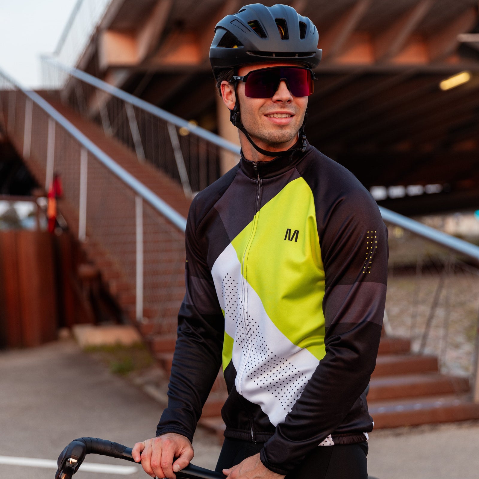 Men's Green Flex Thermal Fleece Cycling Jacket