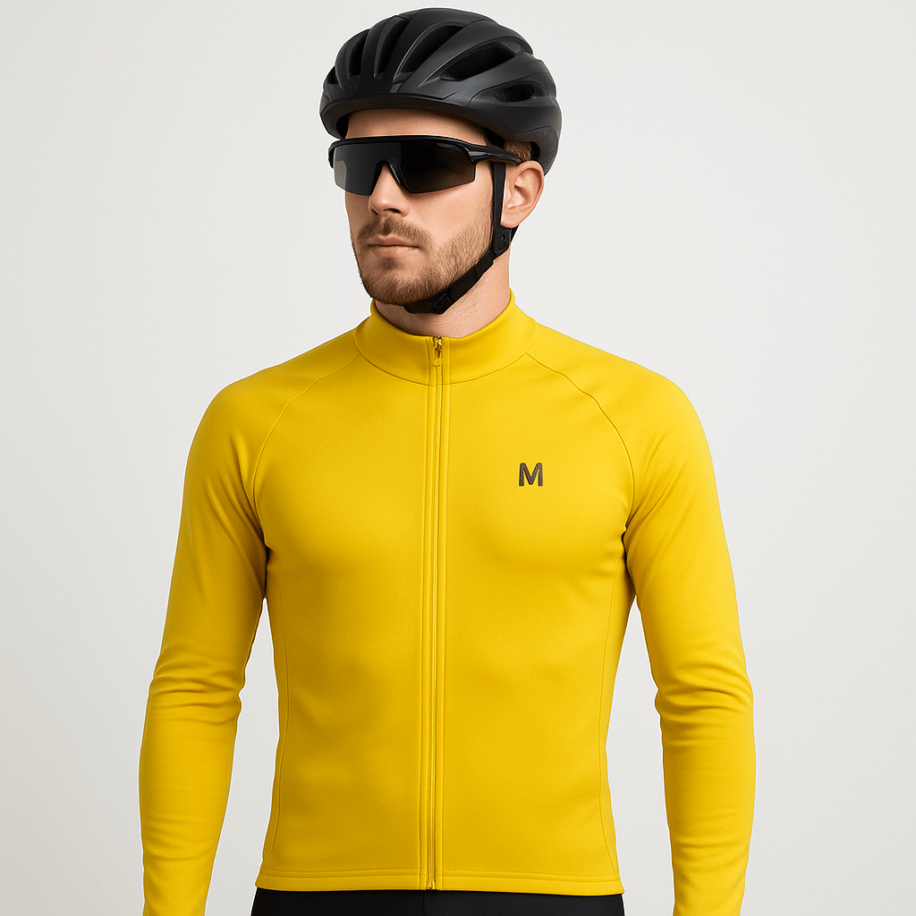 Men's Yellow Thermal Fleece Cycling Jacket