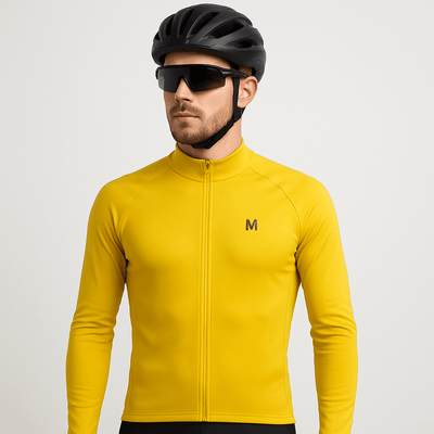 Men's Yellow Thermal Fleece Cycling Jacket