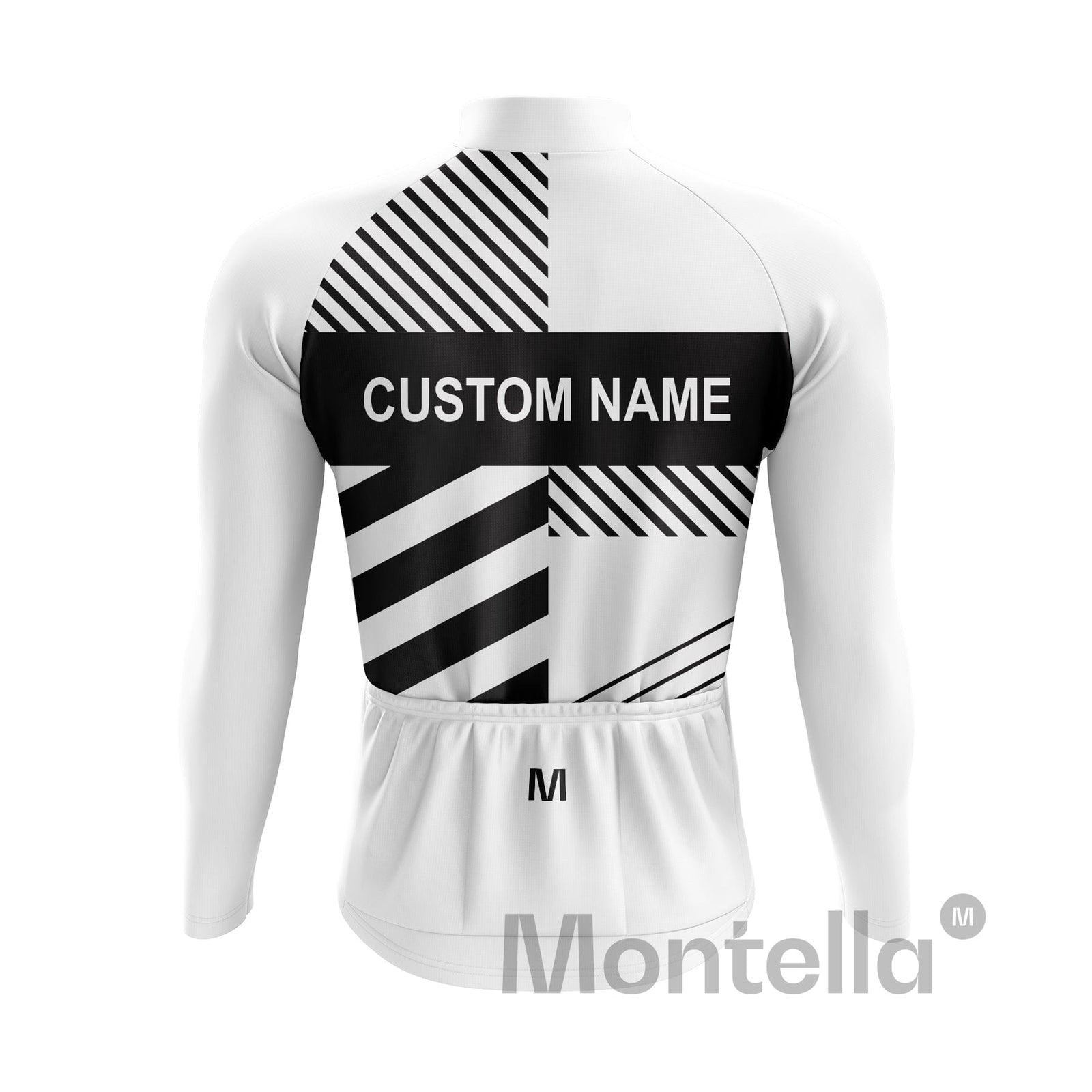 Custom Long Sleeve Cycling Jersey - White Black