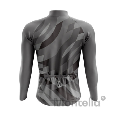 Men's Grey Pattern Long Sleeve Cycling Jersey