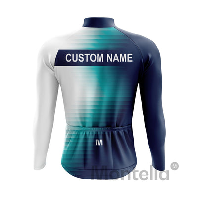 Custom Long Sleeve Cycling Jersey - Blue Side