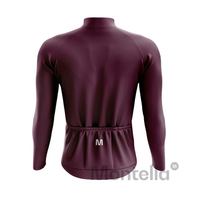 Men's Burgundy Long Sleeve Cycling Jersey