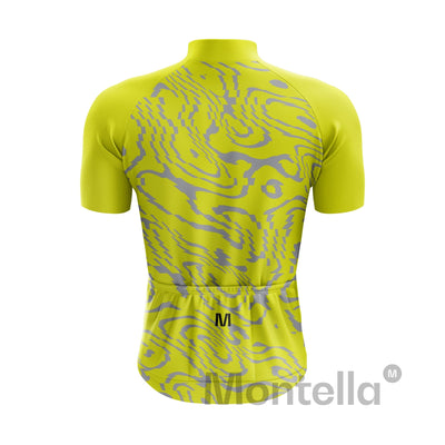 Men's Yellow Pattern Cycling Jersey