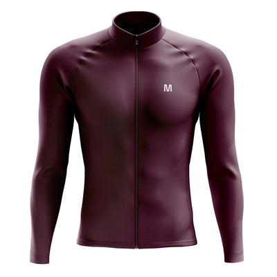 Men's Burgundy Long Sleeve Cycling Jersey