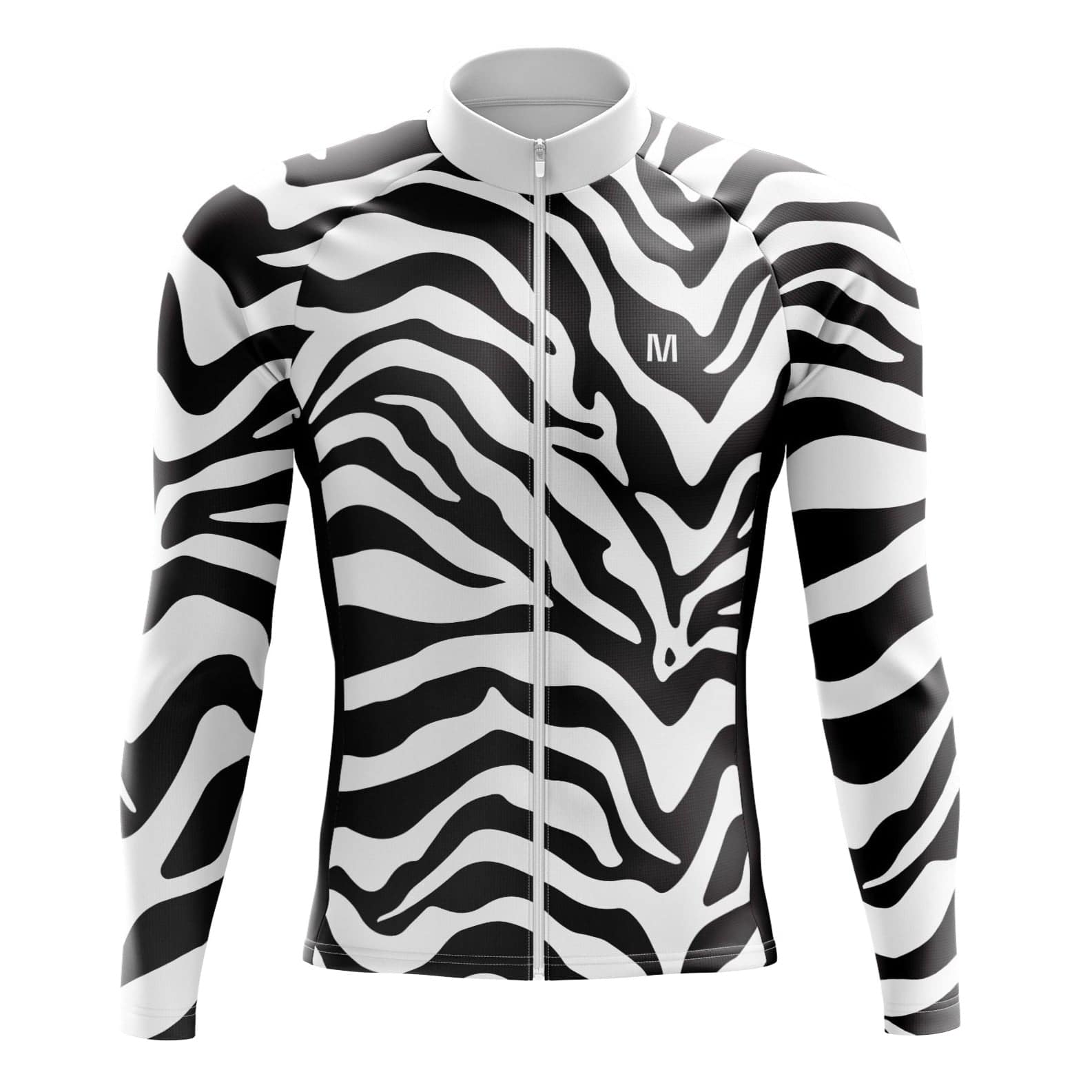 Men's White Animal Long Sleeve Cycling Jersey