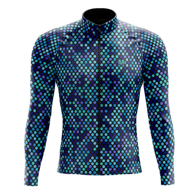 Men's Blue Dots Long Sleeve Cycling Jersey