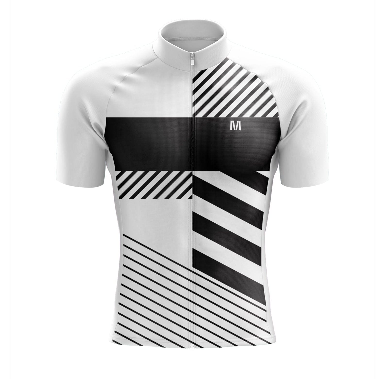 Men's White Black Cycling Jersey