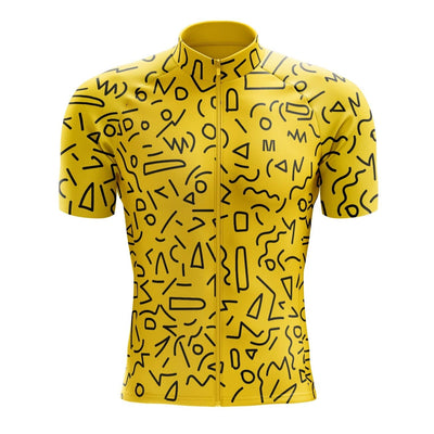 Men's Yellow Figures Cycling Jersey