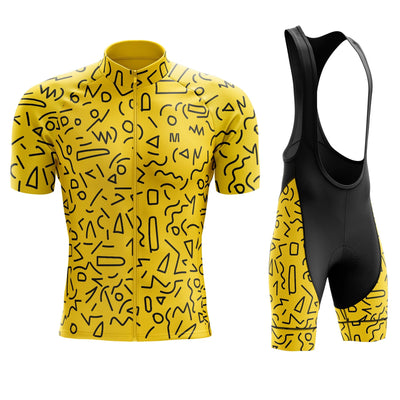 Men's Yellow Figures Cycling Jersey or Bib Shorts