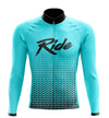 Montella Cycling Men Long Sleeve Men's Aqua Blue Ride Long Sleeve Cycling Jersey