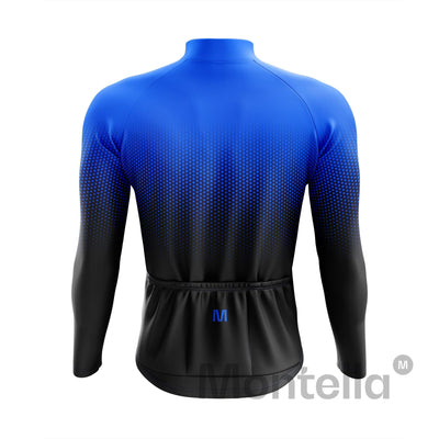 Men's Blue Gradient Thermal Fleece Cycling Jacket