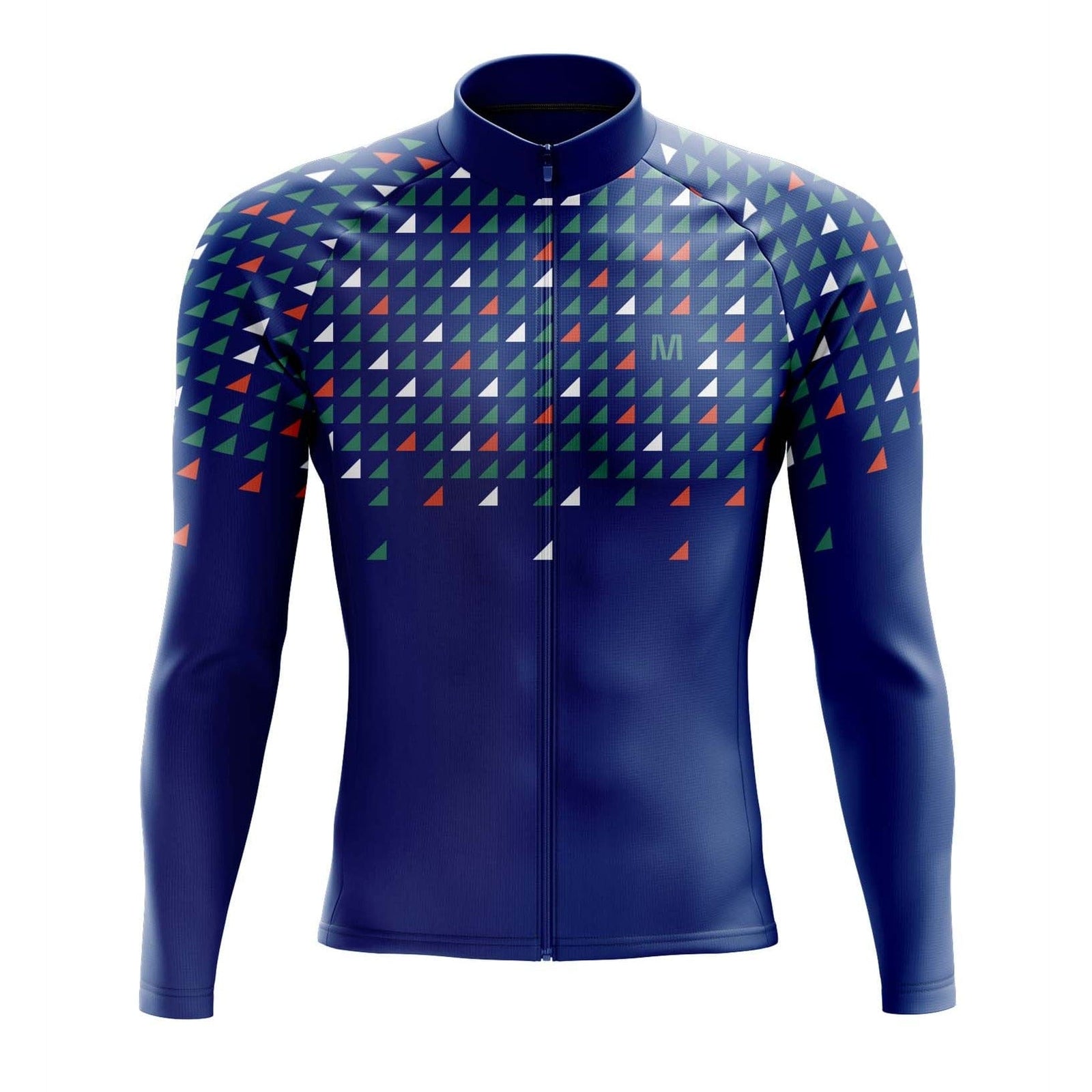 Montella Cycling Men Long Sleeve Men's Blue Triangles Long Sleeve Cycling Jersey