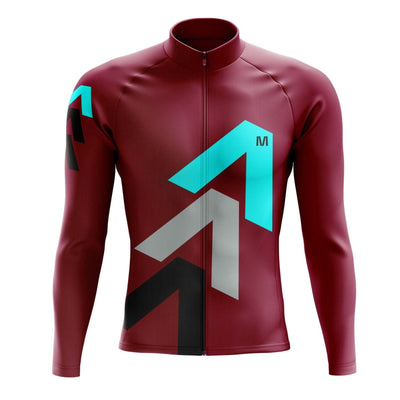 Montella Cycling Men Long Sleeve Men's Burgundy Arrows Long Sleeve Cycling Jersey