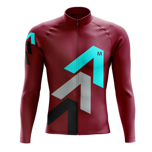 Montella Cycling Men Long Sleeve Men's Burgundy Arrows Long Sleeve Cycling Jersey