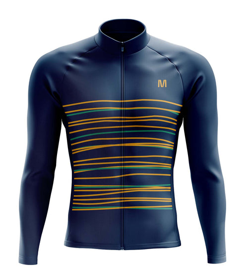 Montella Cycling Men Long Sleeve Men's Dark Blue Long Sleeve Cycling Jersey