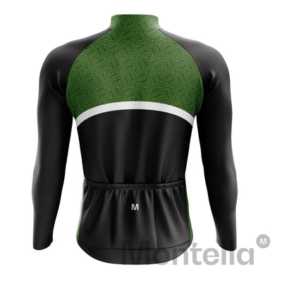 Men's Black Green Thermal Fleece Cycling Jacket