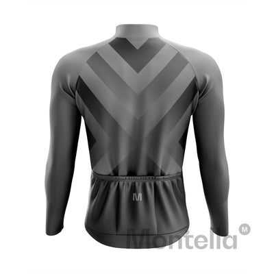 Men's Grey Pattern Thermal Fleece Cycling Jacket