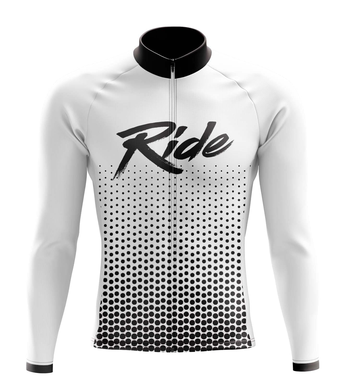 Montella Cycling Men Long Sleeve Men's White Ride Long Sleeve Cycling Jersey