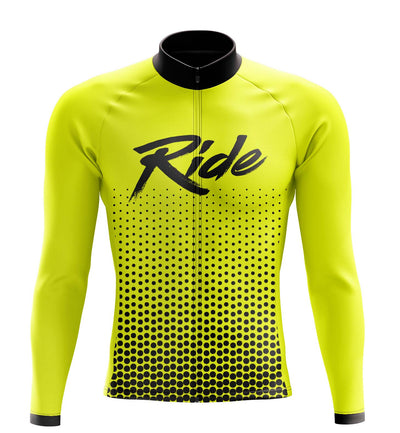 Montella Cycling Men Long Sleeve Men's Yellow Ride Long Sleeve Cycling Jersey