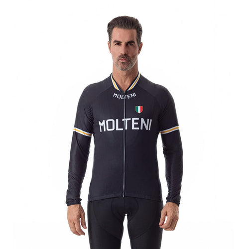 Men's Retro Molteni Long Sleeve Cycling Jersey Montella Cycling Men Long Sleeve