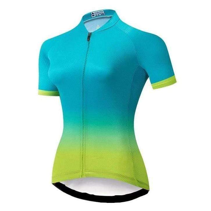 Women's Blue Yellow Gradient Cycling Jersey