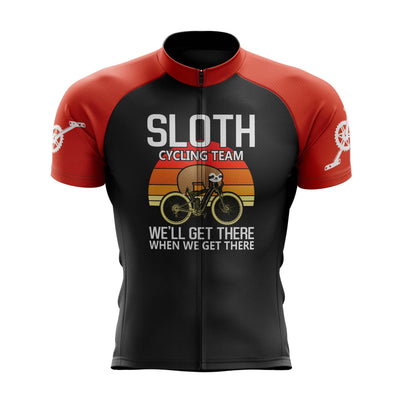 Men's Black Orange Sloth Team Cycling Jersey