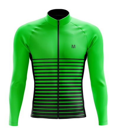 Men's Green Neon Long Sleeve Cycling Jersey