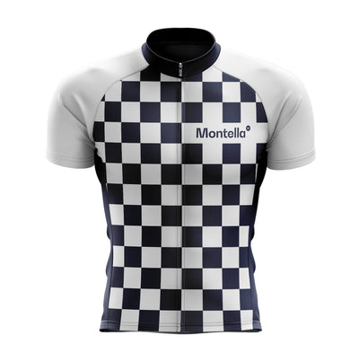 Men's White Blue Squares Cycling Jersey
