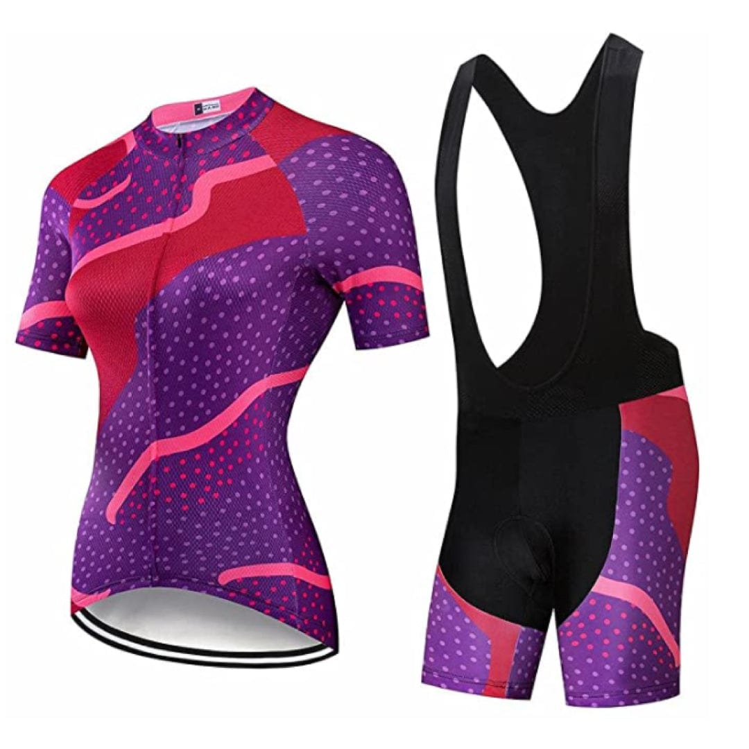 Women's Purple Dots Cycling Jersey or Shorts